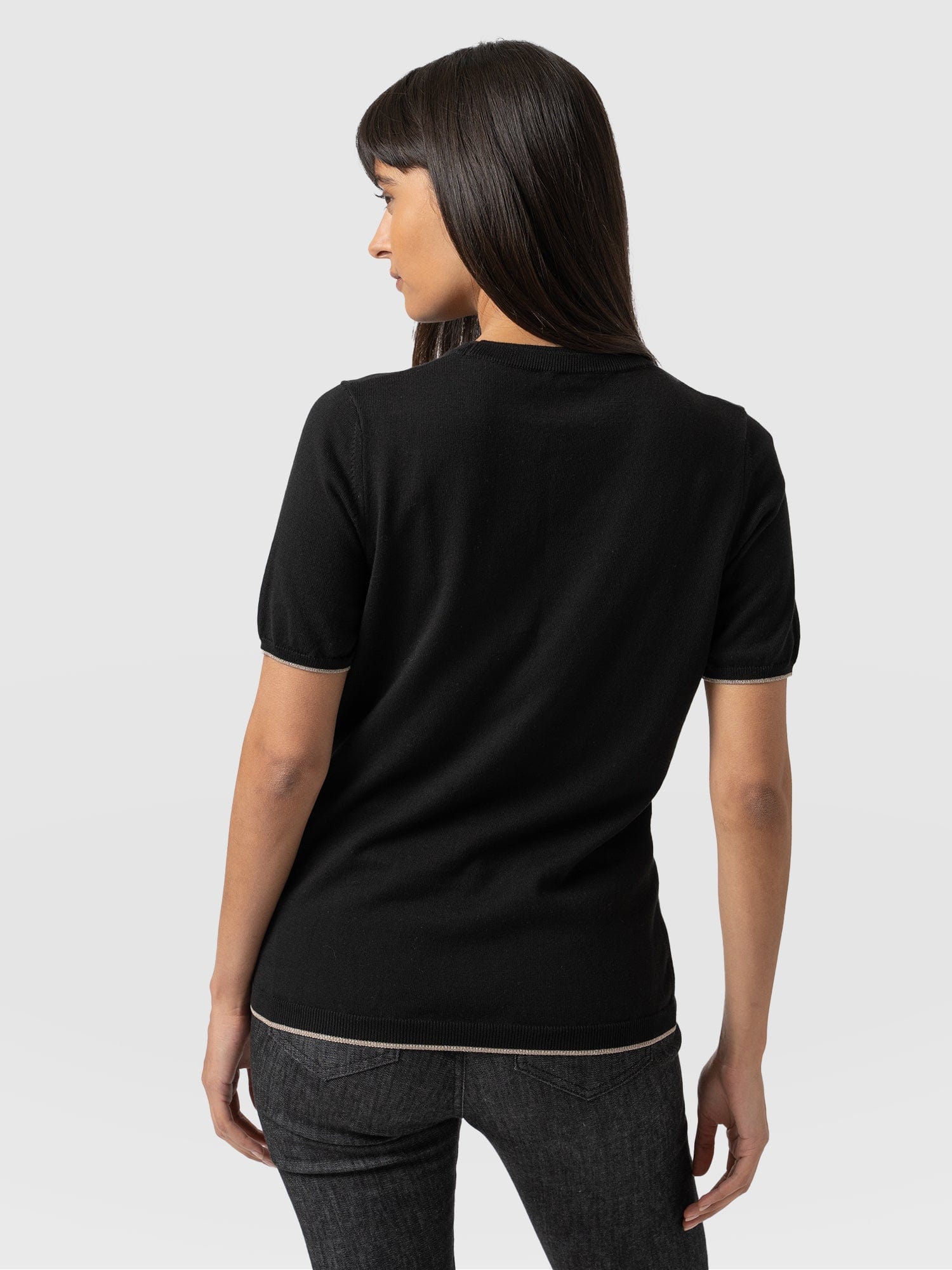 Rock Intarsia Jumper Short Sleeve - Black